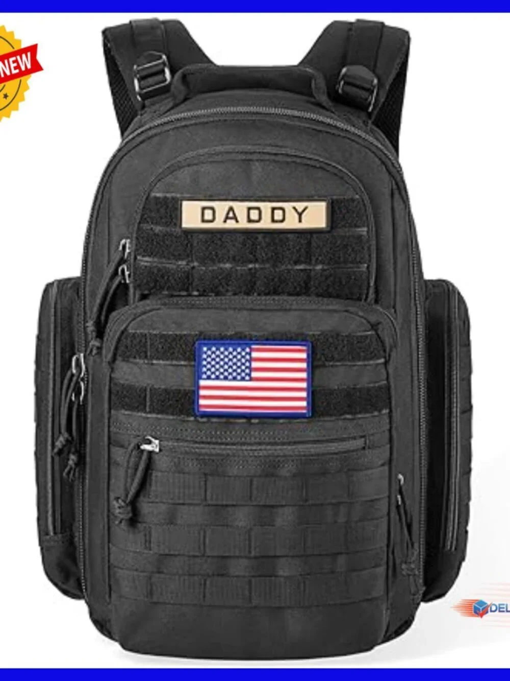 Military Diaper Backpack with Insulated Bottle Pockets, Waterproof, 17 Pockets